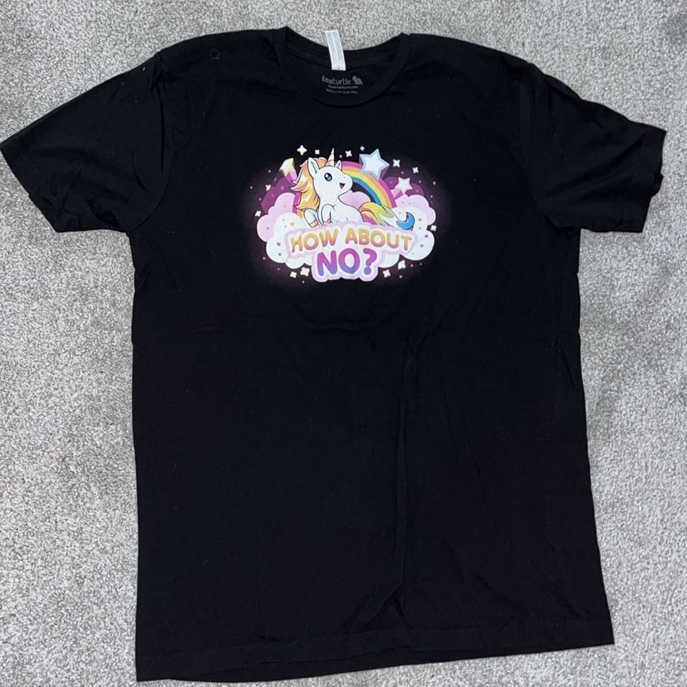 Tee Turtle Riding His My little pony Say NO Unicorn T Shirt L